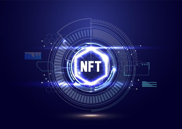 Vector nft futuristische digitale achtergrond cryptocurrency concept