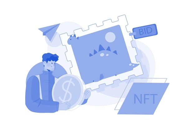 Nft 투자자가 Nft 예술에 입찰합니다.