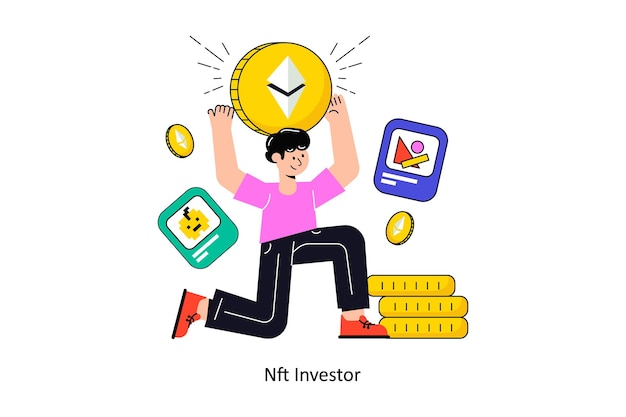 Nft Investor Flat Style Design Векторная иллюстрация Фондовая иллюстрация