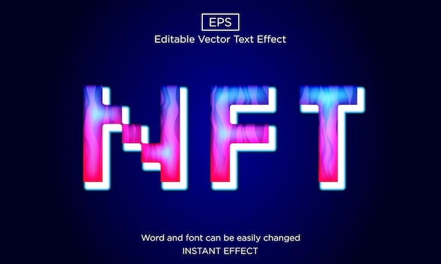 NFT kleurrijk neon bewerkbaar teksteffect Premium Vector