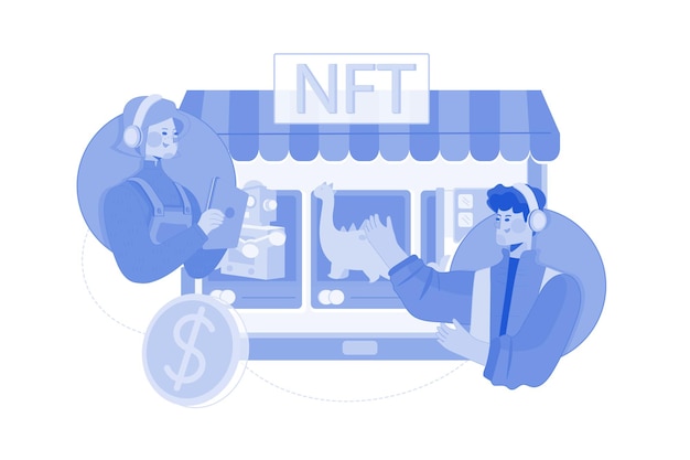 NFT Marketplace Illustration concept on white background