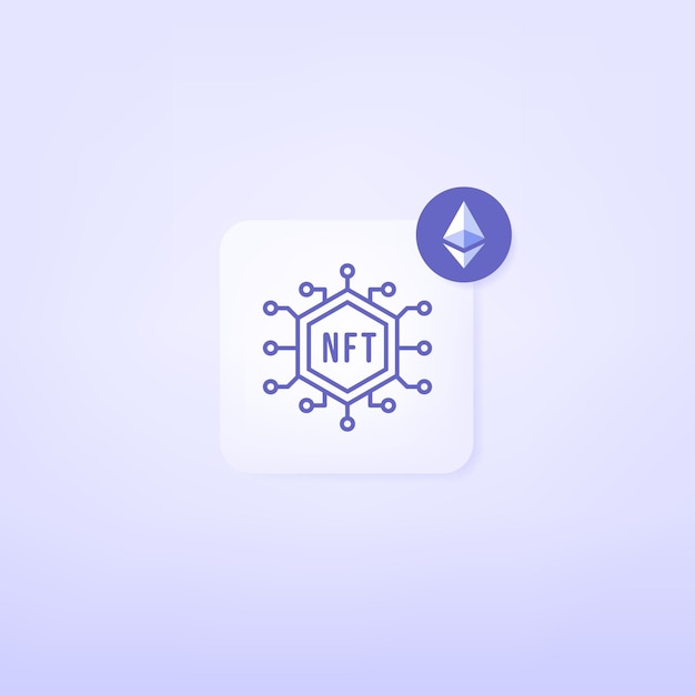 NFT mobile app icon Non fungible token concept crypto art notification with Ethereum sign.