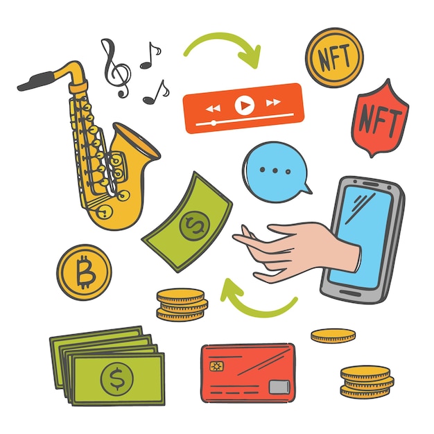 Vector nft music market transaction online selling arts for crypto