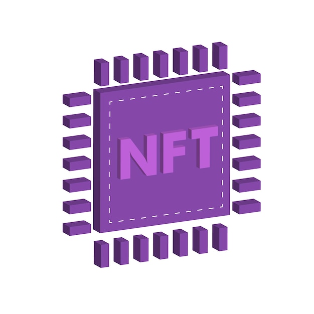 Nft niet-fungibel token isometrisch pictogram geïsoleerd op wit