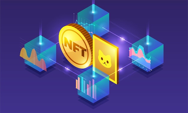 NFT niet-vervangbare token-illustraties. Platte ontwerpconcept.
