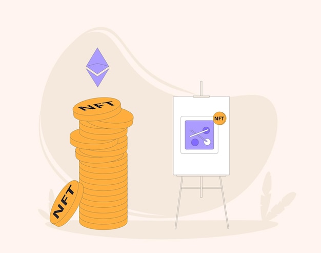 Vector nft non fungible token vector color illustration