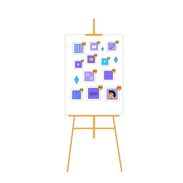 Vector nft non fungible token vector color illustration