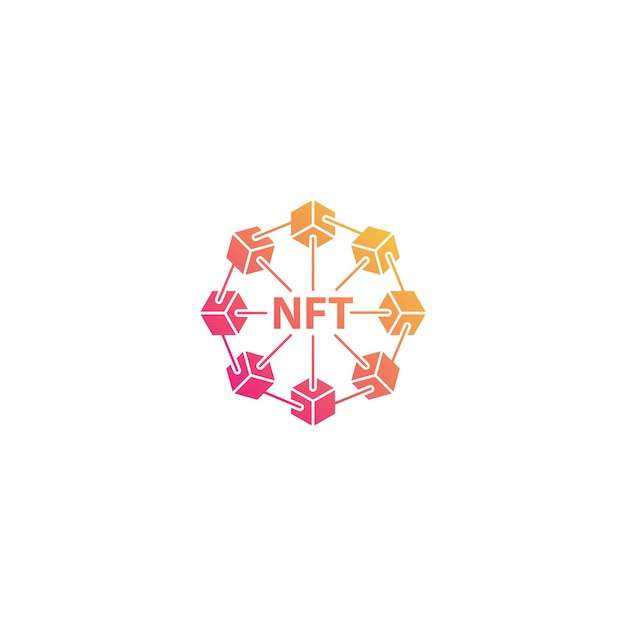 NFT non-fungible token with network. Vector icon template