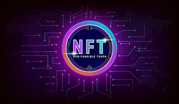 Vettore token nft non fungibili nei giochi di artwork tecnologia blockchain in digital crypto art