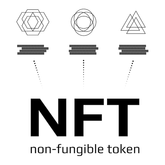 ベクトル nft 非代替トークン インフォ グラフィックは白で隔離ゲームやアートのユニークな収集品の支払いベクトル図