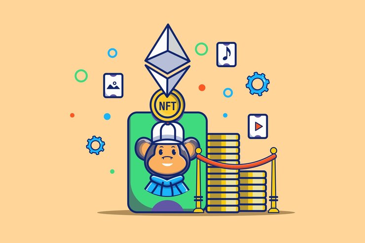 Vector nft nonfungible token concept flat outline design