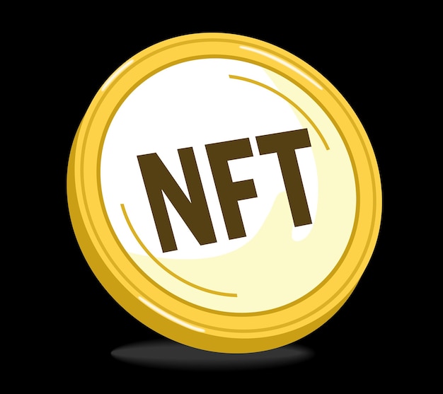 Vector nft nonfungible token on golden coin icon vector illustration