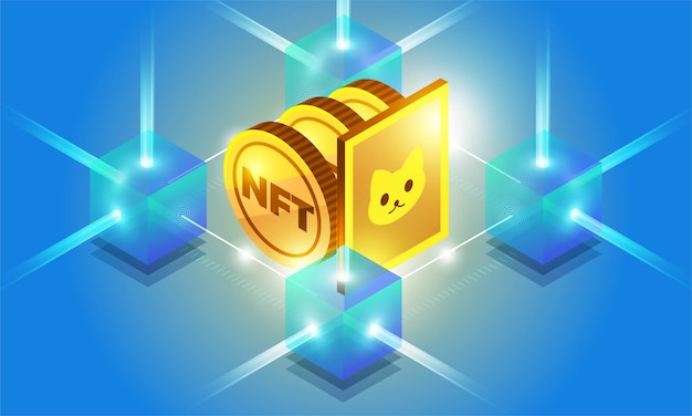 NFT NonFungible Token Illustrations. Flat design concept.