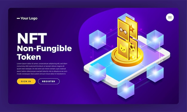 NFT NonFungible Token Illustrations. Flat design concept.