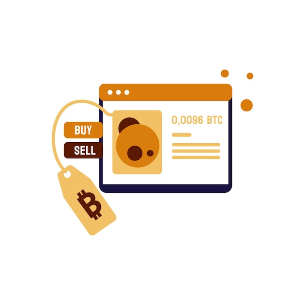 Nft price flat Illustration cryptocurrency exchange concept coklat yellow orange color