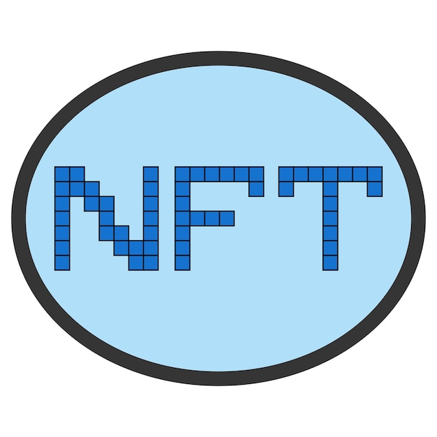 NFT sign icon non fungible token NFT oval icon on blue background