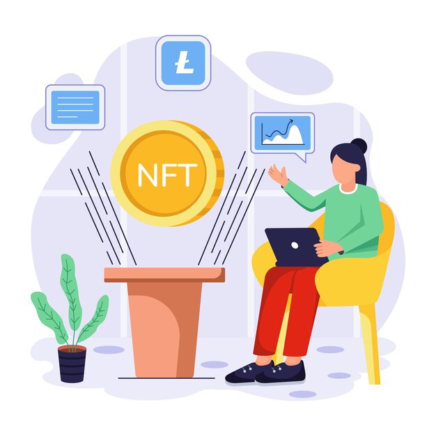 nft technology flat illustrations
