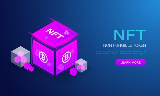 Nft-token geweldig ontwerp voor elk doel blockchain digitale technologie webbanner crypto-kunst