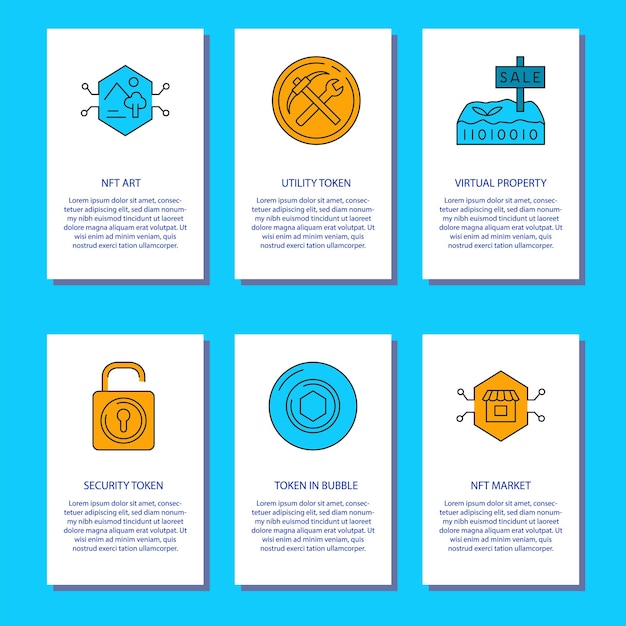 Nft tokens flyer templates set