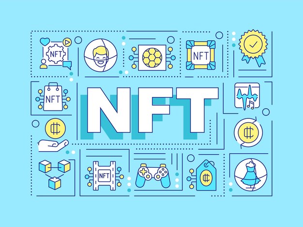 ベクトル nft 単語概念青いバナー