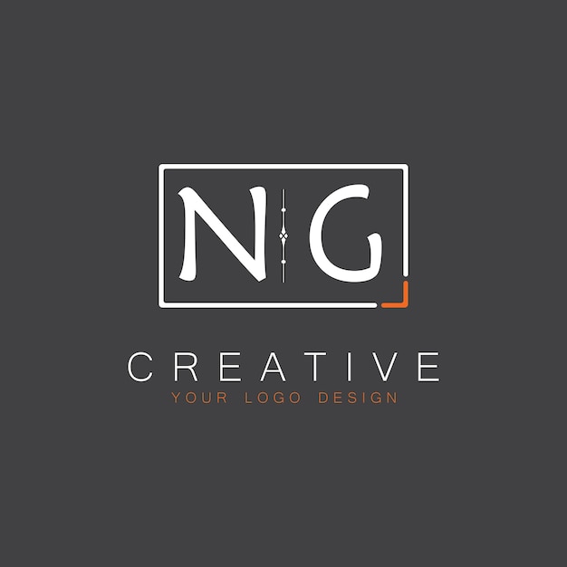 Первоначальная монограмма NG для логотипа Creative с квадратным дизайном