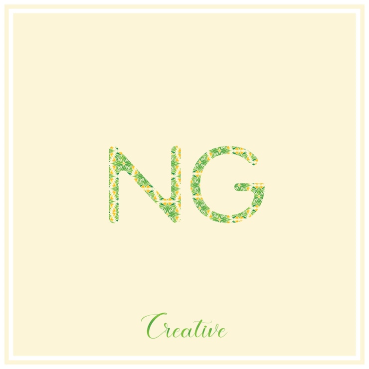 वेक्टर ng natural green logo latter logo design vector illustration creative logo minimal logo monogram