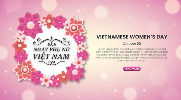 Ngay phu nu viet nam of Vietnamese vrouwendagachtergrond met een bloemdecoratie en roze kosmische ruimte met sterren