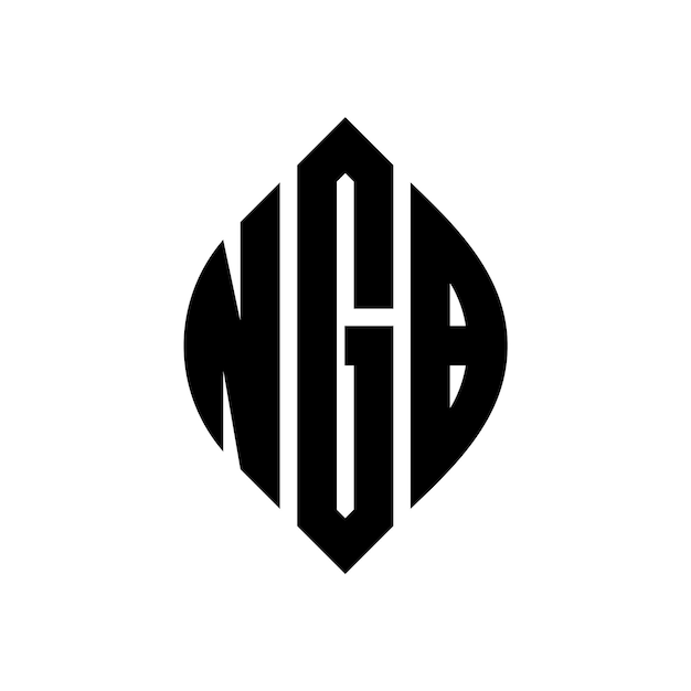 Vettore il logo ngb è una lettera circolare con forma di cerchio e ellisse ngb lettere ellisse con stile tipografico le tre iniziali formano un logo circolare ngb emblema circolare monogramma astratto lettera segno vettore