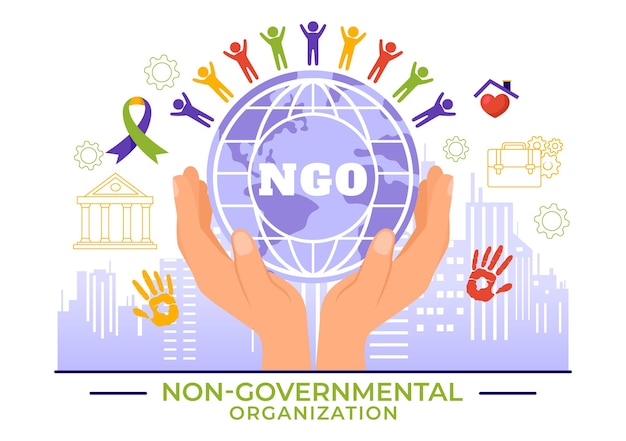 NGO or NonGovernmental Organization Vector Illustration to Serve Specific Social and Political Needs