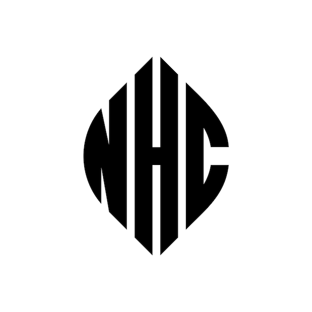 NHC circle letter logo design with circle and ellipse shape NHC ellipse letters with typographic style The three initials form a circle logo NHC Circle Emblem Abstract Monogram Letter Mark Vector
