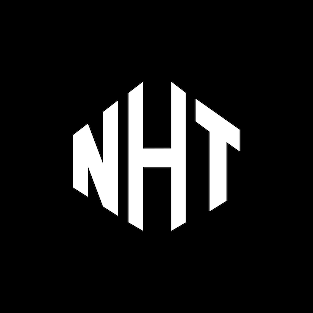 ポリゴンとキューブの形状のロゴデザイン (NHT) ヘクサゴン・ベクトル・ロゴ・テンプレート (白と黒) NHT・モノグラム (NHT モノグラム) ビジネス・アンド・リアルエステート・ロゴ (NHT Monogram Business & Real Estate Logo) 