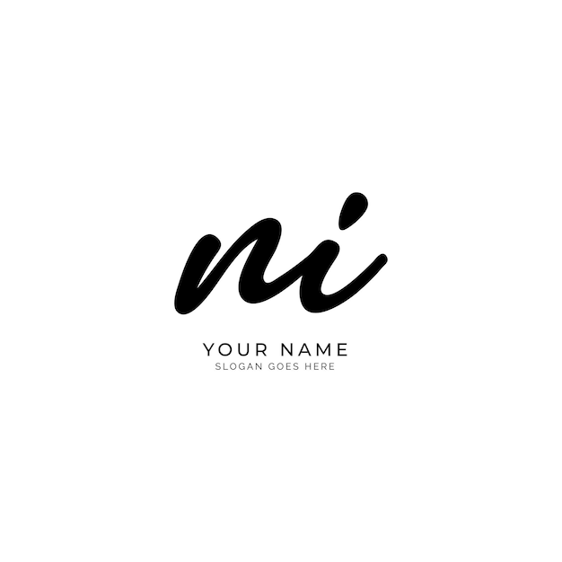 Vector ni initial logo in signature style for photography and fashion business hand drawn signature logo