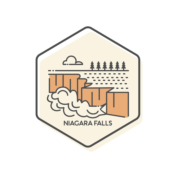 Ниагарский водопад, Канада, достопримечательности здания, иконка линии, иконка, векторная иллюстрация, изолированная