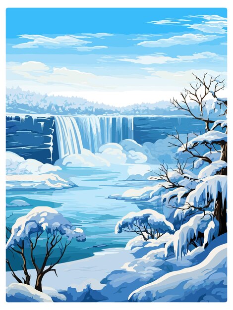 Vector niagara falls new york state vintage travel poster souvenir postcard portrait painting illustration