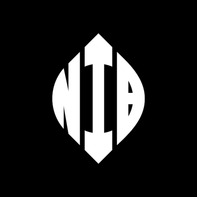 NIB 圓形字母標誌設計,以圓形和圓形的形狀 NIB 圆形字母,以字體風格的三個頭字母形成一個圓形標誌 NIB 圆形章 抽象單字母 字母 標誌 矢量