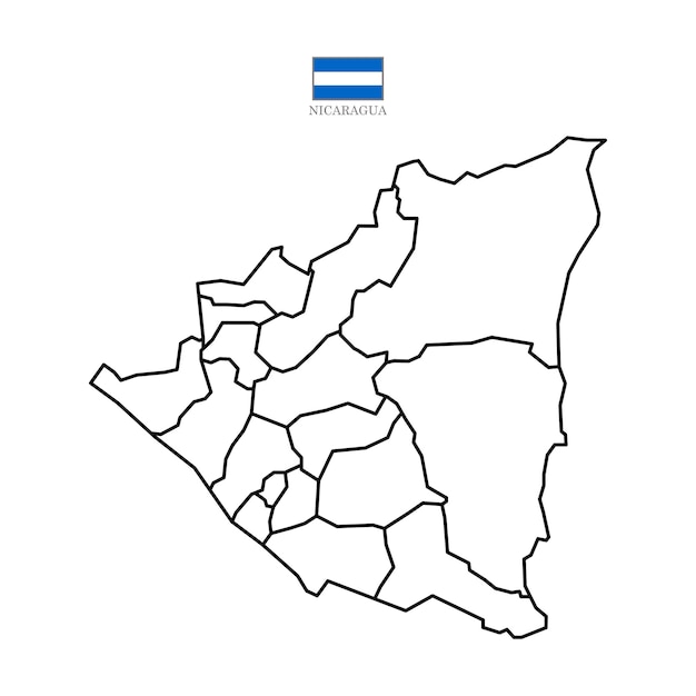 Nicaragua contour vector map with state flag in color Background map eps 10