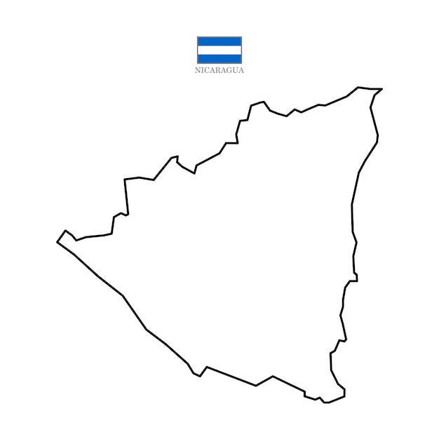 Nicaragua contour vectorkaart met vlag in kleur achtergrondkaart eps 10