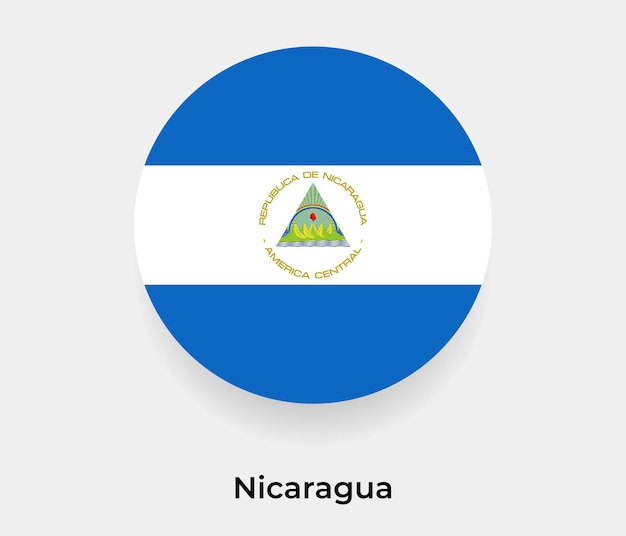 Illustrazione vettoriale dell'icona di forma rotonda del cerchio della bolla della bandiera del nicaragua