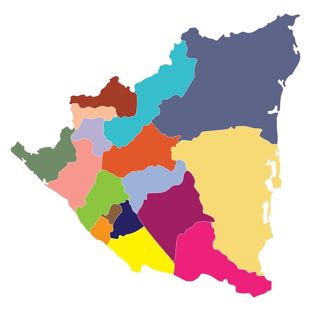 Vector nicaragua map map of nicaragua in administrative provinces in multicolor