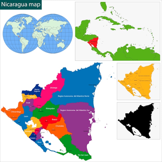 Vettore mappa del nicaragua