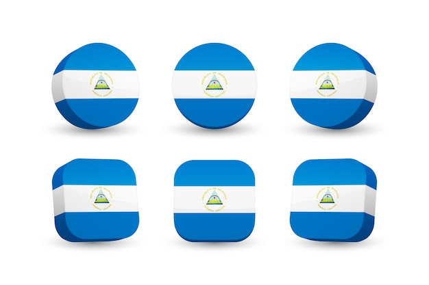 Nicaragua vlag 3D vector illustratie knop vlag van Nicaragua geïsoleerd op wit