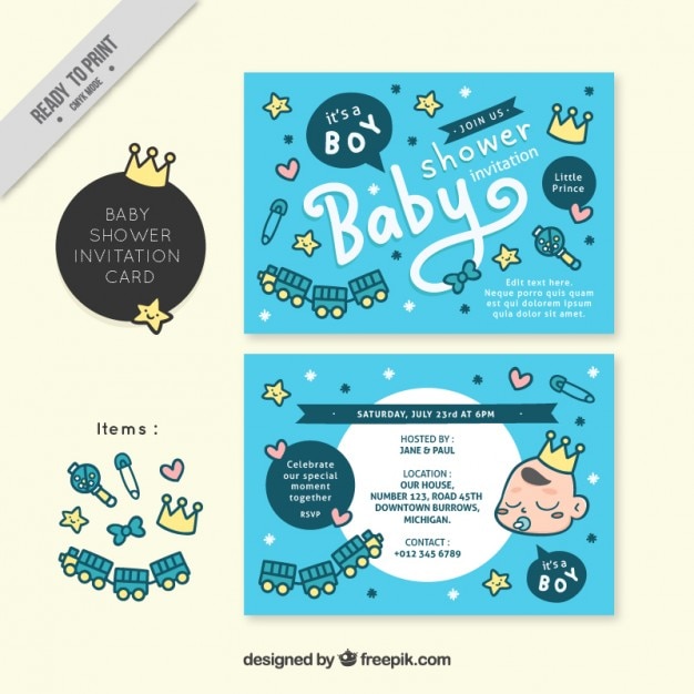 Vector nice baby shower invitations with elements
