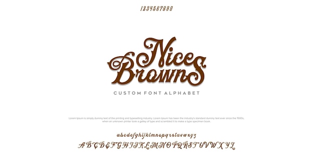 Nice browns elegant lettertype letter alfabet set klassieke bruine belettering typografische lettertype