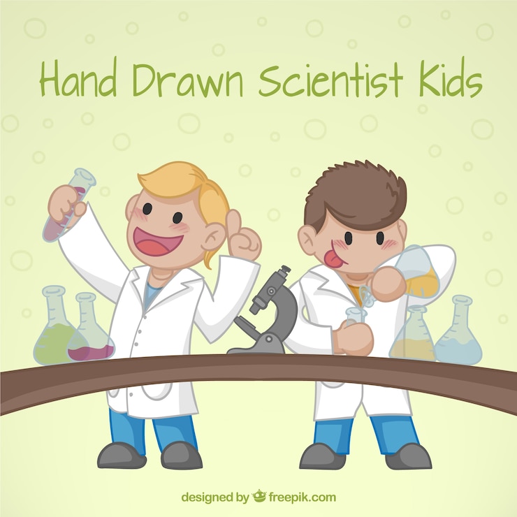 Vector nice cartoon scientist kids