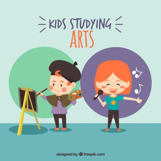 Nice children studing arts