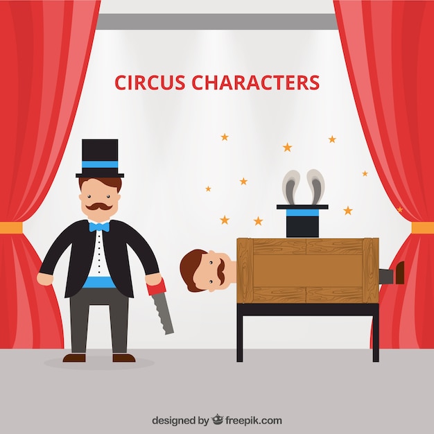 Simpatici personaggi del circo in design piatto