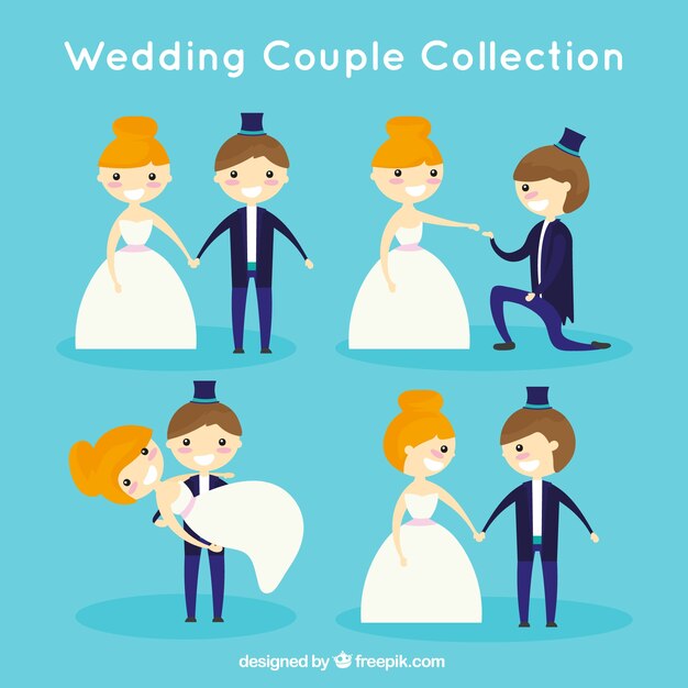 Vector nice collection of bride and groom