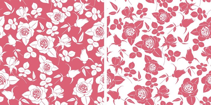 Nice Colorful Roses Pattern in Rose Gold and White Color