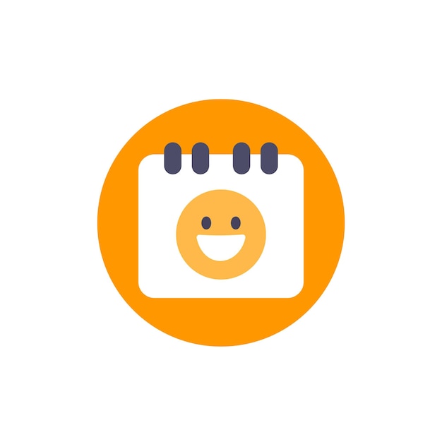 Nice day icon with calendar and emoji flat vector