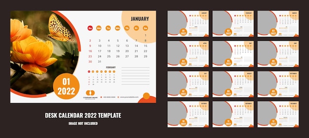 Vector nice desk calendar or planner 2022